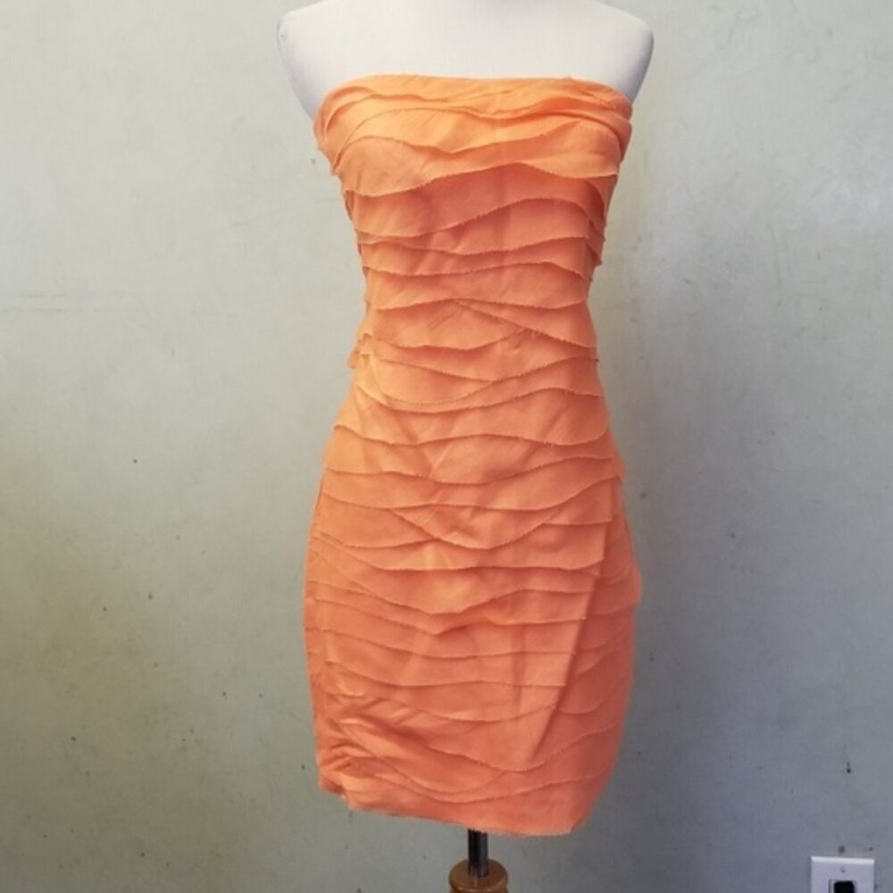 J.crew orange layered tube top dress women's size 2 (V10)